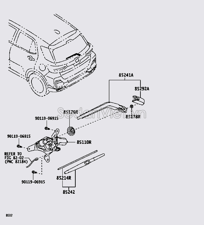 Mô tơ gạt mưa sau 85130BZ180