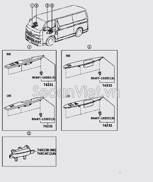 Nhựa ốp công tắc lên xuống kính 7423226130B0