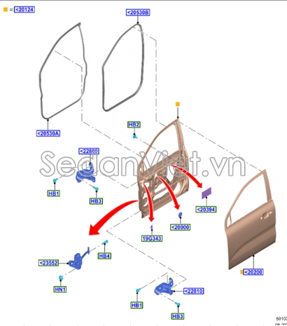 Vỏ cánh cửa trước Ford Everest 2022