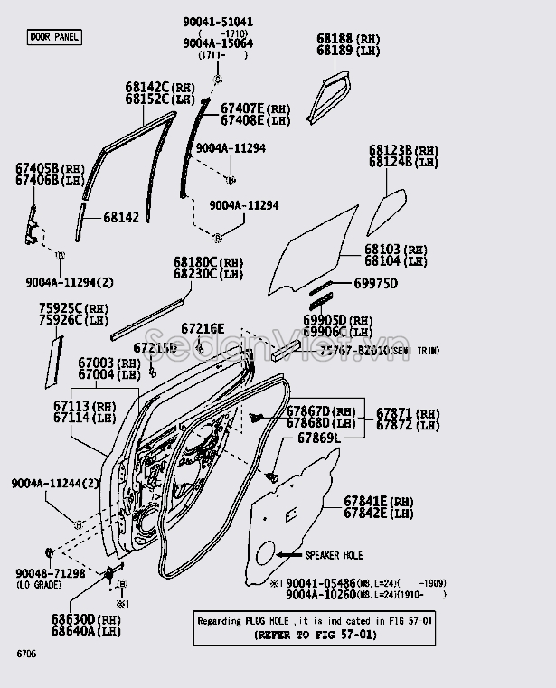 Gioăng kính cánh cửa sau 68142BZ071