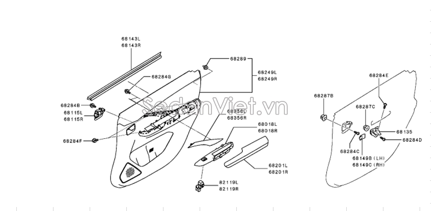 Nẹp chân kính cánh cửa sau 5736A759