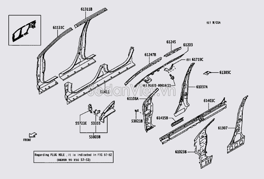 Thanh tăng cứng lớp giữa 61245BZ060