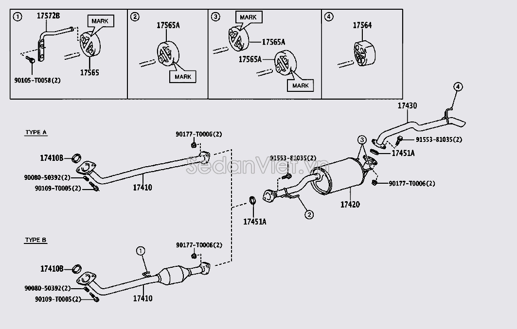 Ống xả đoạn giữa thân xe 174030L170