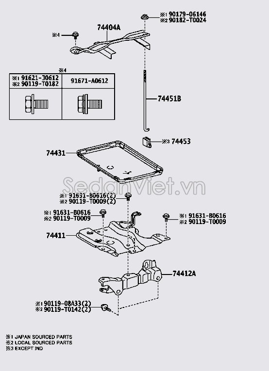 Thanh sắt chặn bình ắc quy 7445112140