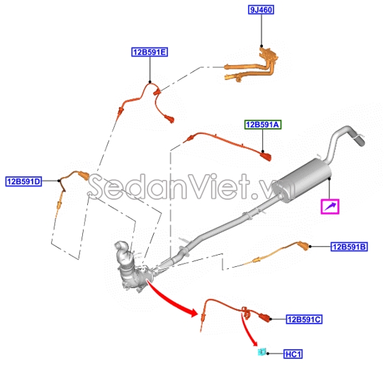 Cảm biến khí xả JB3Z12A647A