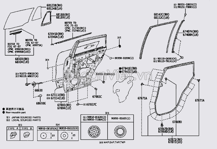 Gioăng cánh cửa sau 678720A021