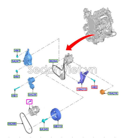 Dây curoa máy phát MB3Z8620C