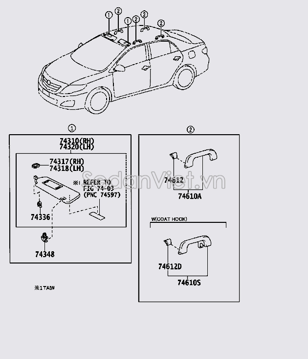 Tay vịn trần xe 7461052030E0