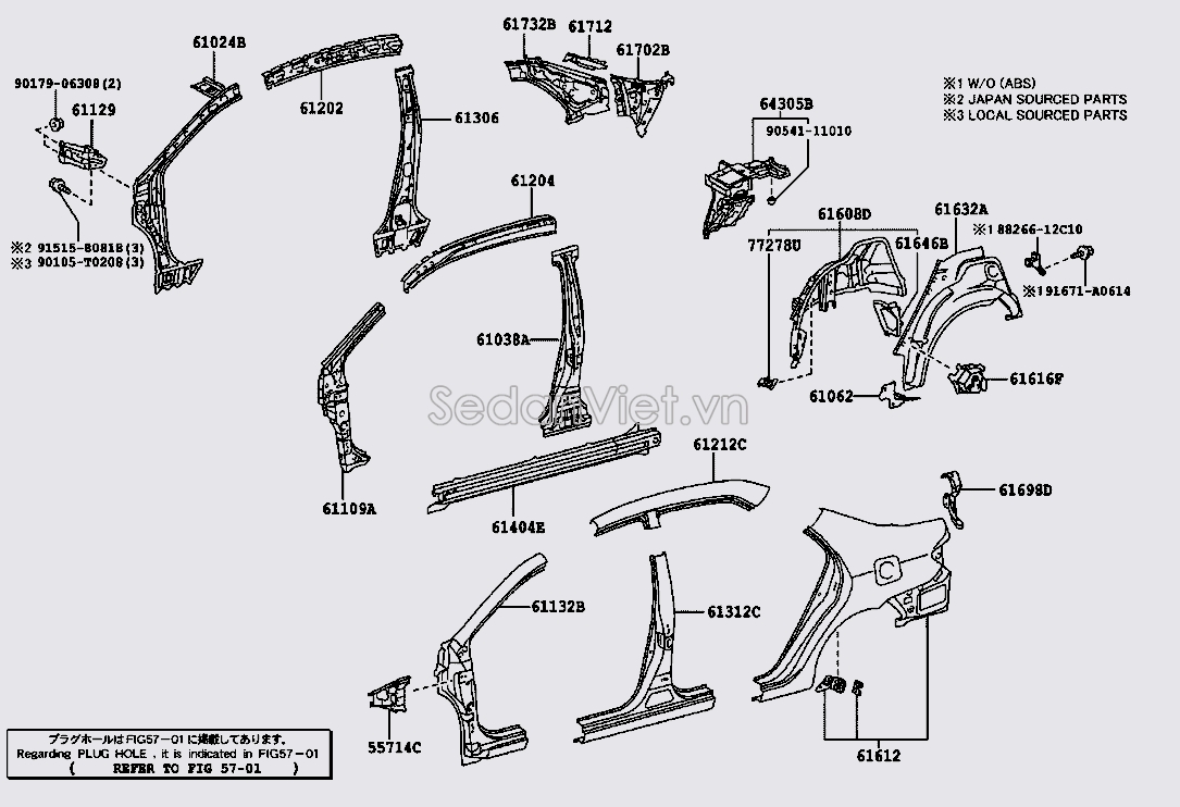 Xương trụ C lớp ngoài Toyota Corolla Altis 2009-2010