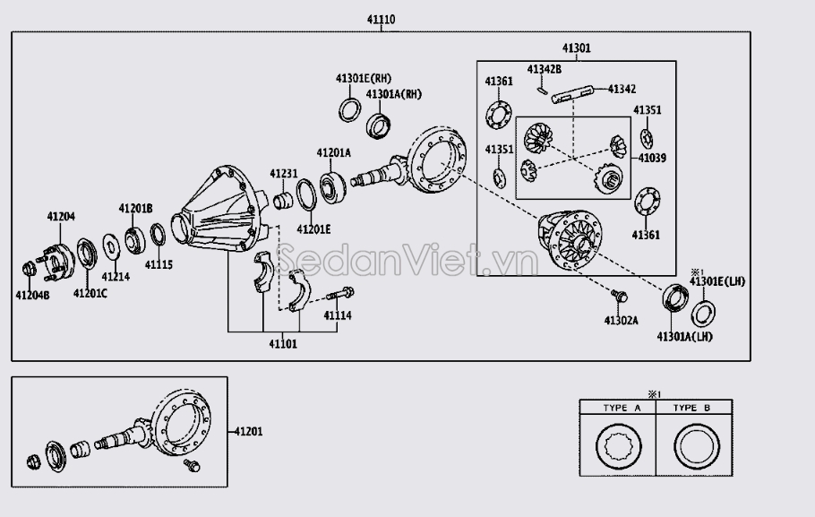 Bộ bánh răng vi sai 413010K120