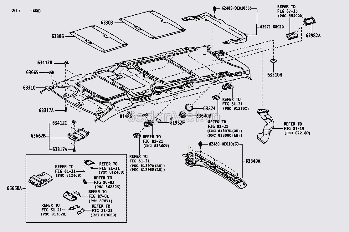 Xương đỡ nỉ trần xe 6330608050B1