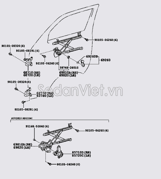 Bản lề cánh cửa trước 6871026021