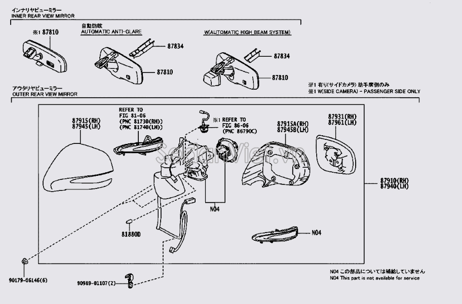 Ốp gương chiếu hậu trong xe Lexus RX450H 2009-2012