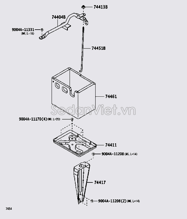 Thanh sắt chặn bình ắc quy 74451BZ070