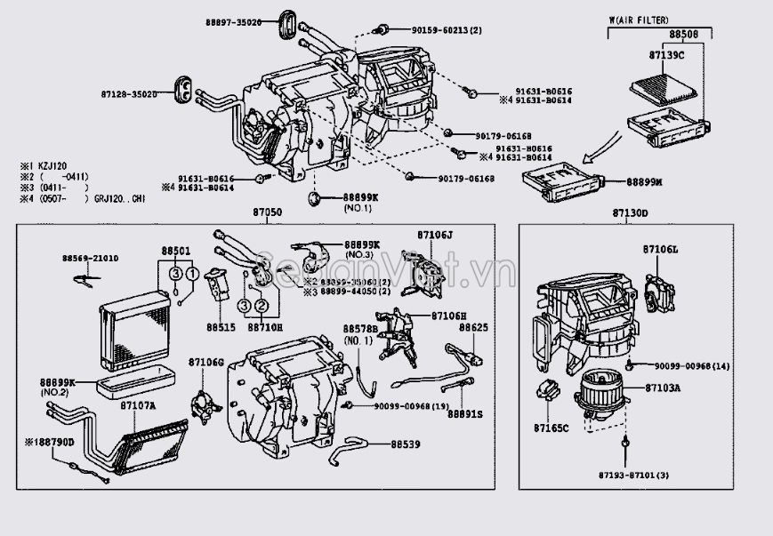 Mô tơ quạt gió điều hòa Toyota Land Cruiser Prado 2004-2009