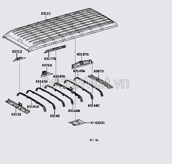 Xương đỡ tôn nóc xe số 4 6310626070