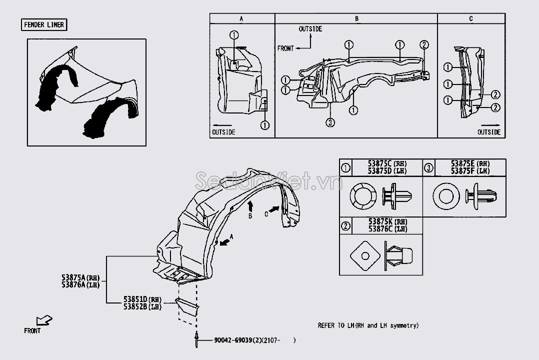 Lòng dè chắn bùn 53805BZ080