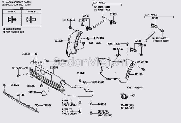 Nẹp cài cản trước 525350A010