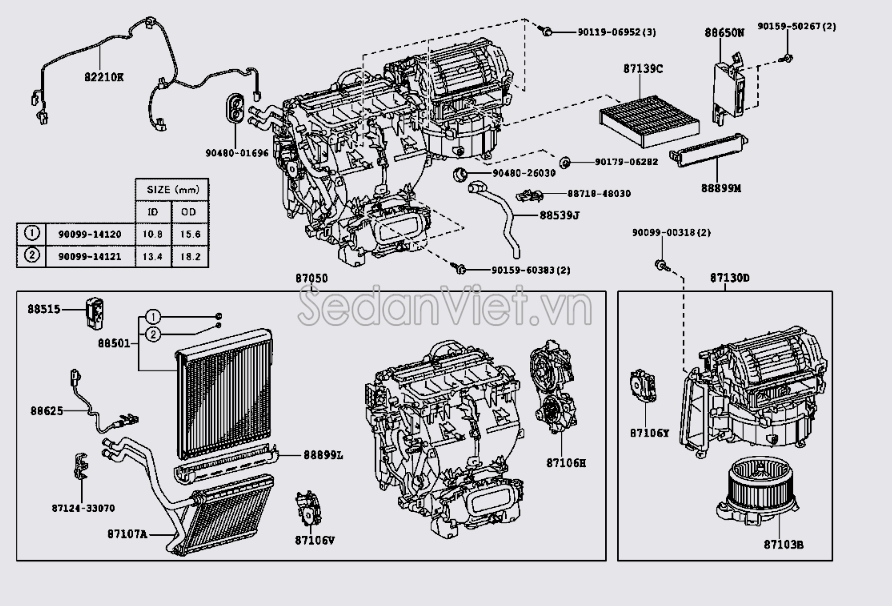 Hộp giàn lạnh trong xe 8705048380