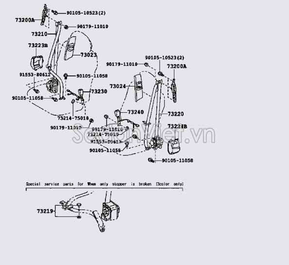 Chốt dây đai an toàn ghế trước 7323048380B0