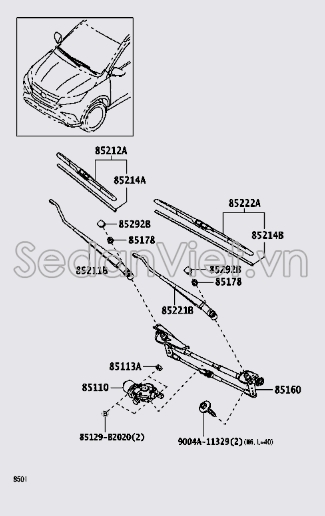 Motor gạt mưa trước 85110BZ240