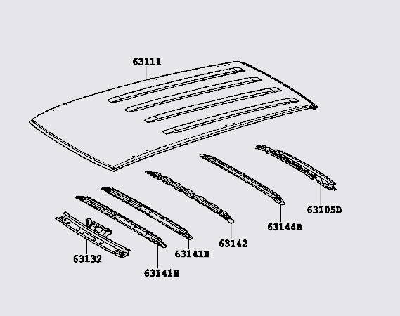 Xương đỡ tôn nóc xe trước 631020K040