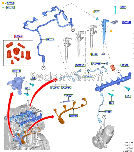 Tuy ô dầu kim phun số 2 HG9Z9324A