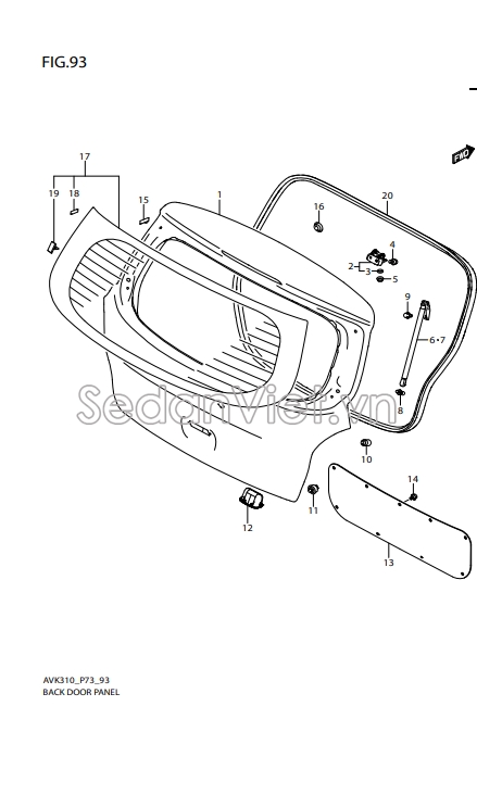 Kính cửa hậu 8457084M11000