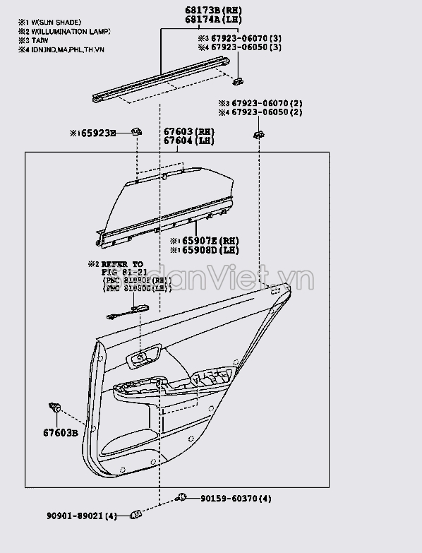 Nẹp chân kính cánh cửa 6817406120