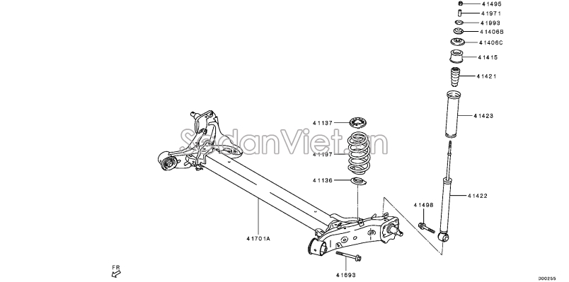 Cao su đệm lò xo giảm xóc sau 4140A490