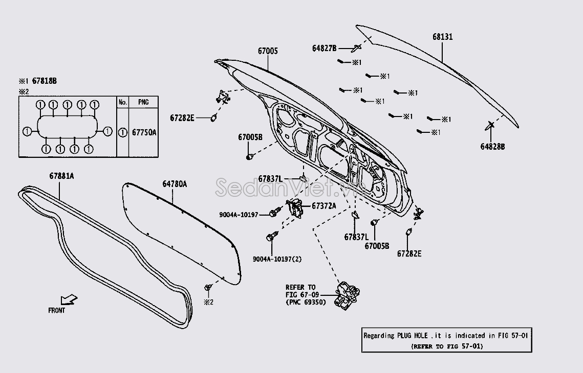 Kính cánh cửa hậu 68131BZ620