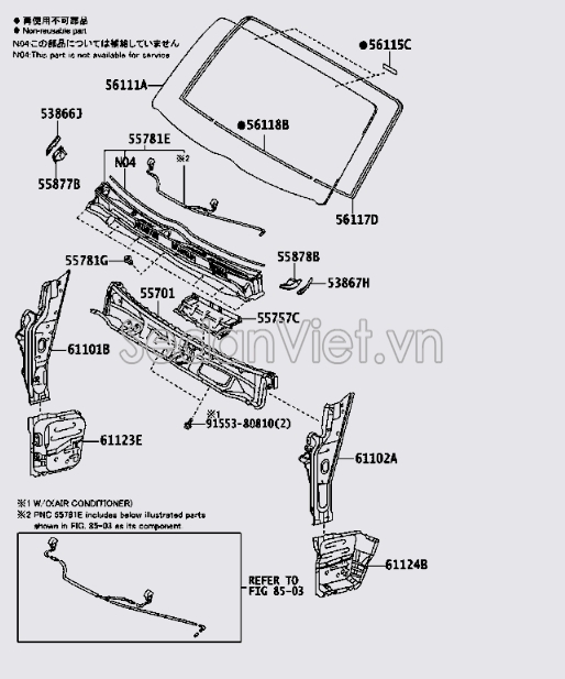 Ốp chân kính chắn gió trước 5570826150