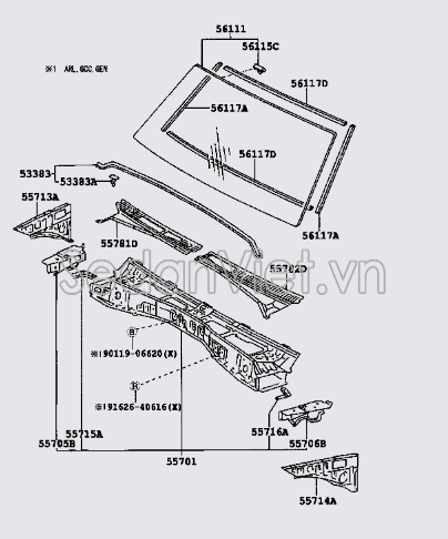 Ốp chân kính chắn gió trước 557006A760