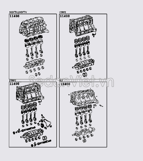 Lốc máy liền trục cơ và piston 114000L220