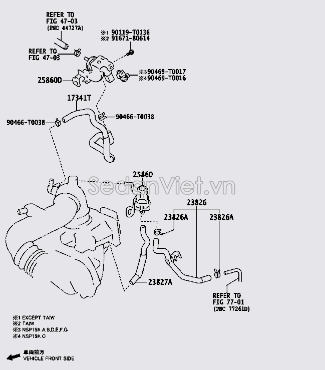 Ống hơi van chân không 238270Y140