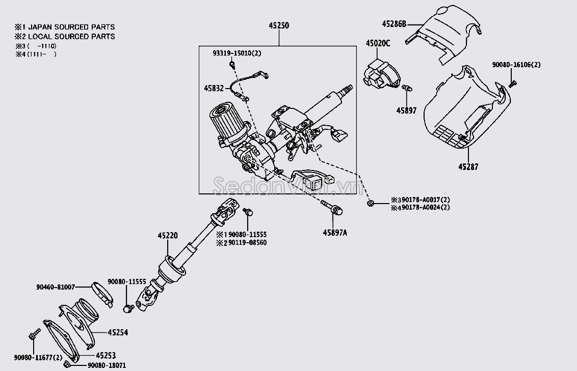 Nhựa ốp vô lăng sau 452870T010C0