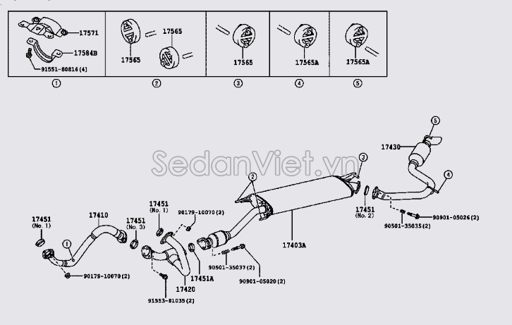 Ống xả giữa thân xe 1740431020