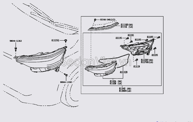 Nẹp mạ đèn pha 81116BZ030