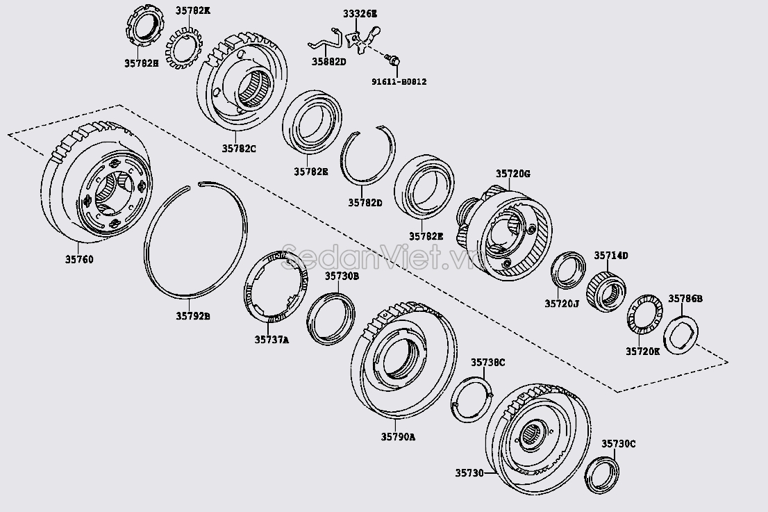 Bánh răng mặt trời hệ thống ly hợp đảo chiều Toyota Corolla Altis 2010-2013