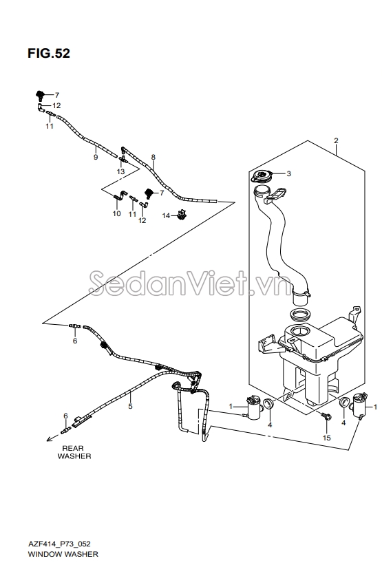 Ống dẫn nước lên núm phun nước rửa kính 3849161A10000