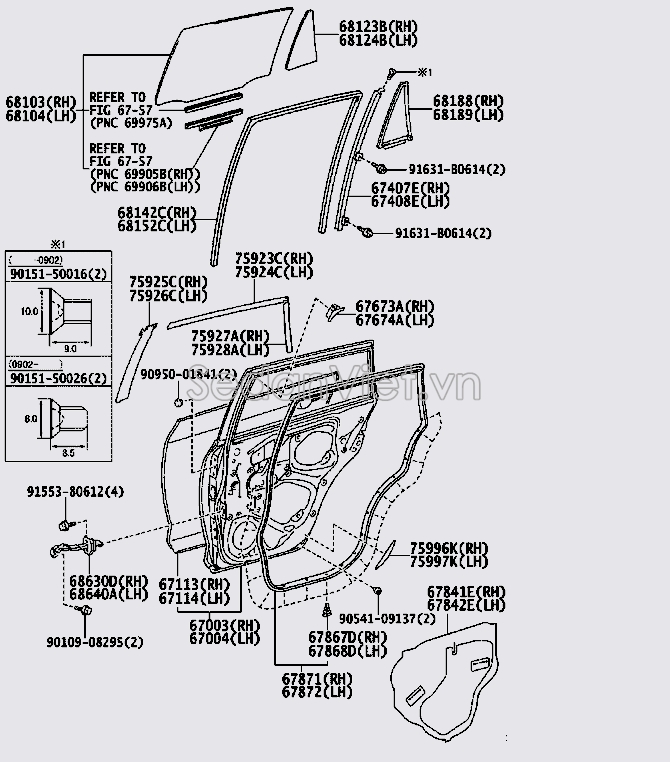 Gioăng cánh cửa sau 6787242030