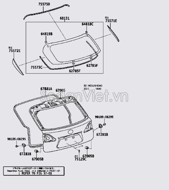 Kính cánh cửa hậu 6810548380