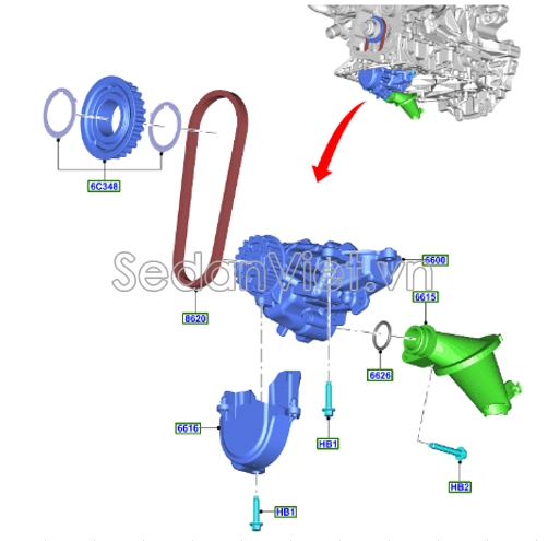 Bơm dầu động cơ Ford Everest 2022