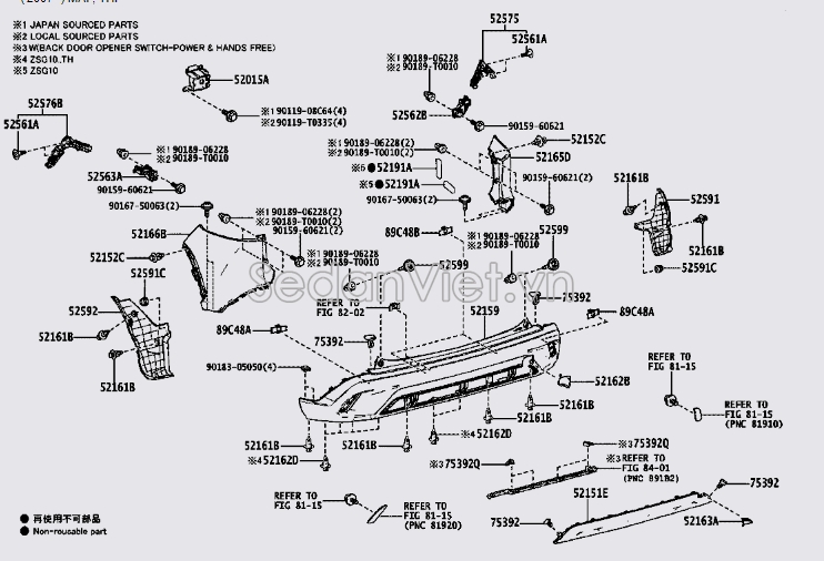 Nẹp cài cản sau 525620A010