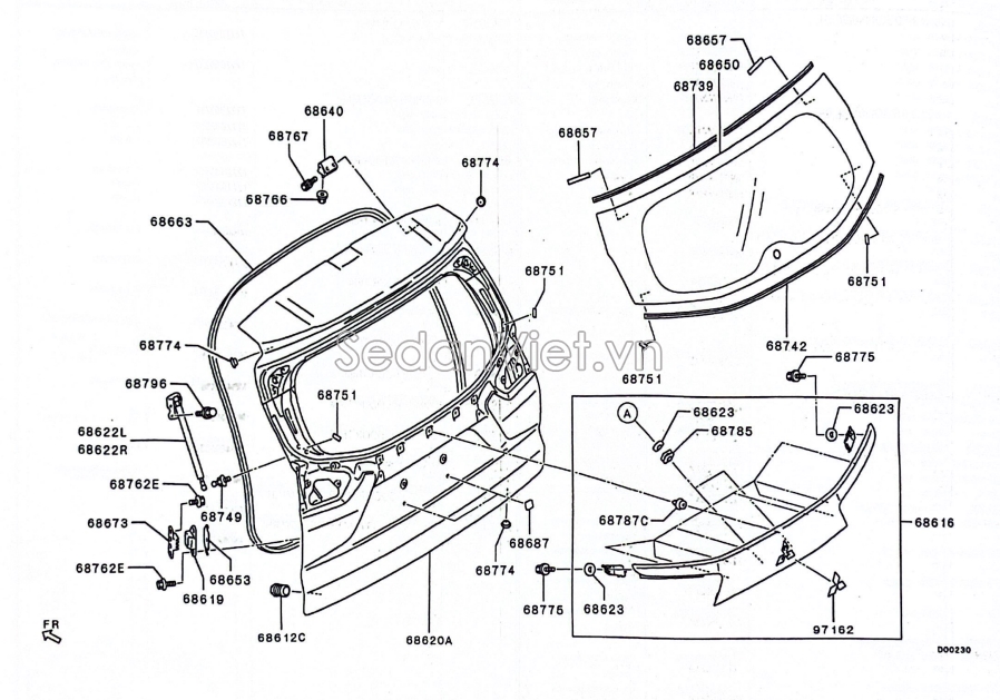 Gioăng kính cánh cửa hậu 5805A539