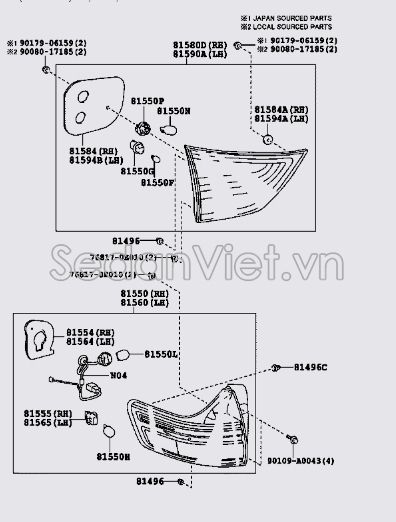 Cao su đệm đèn hậu 8156208050