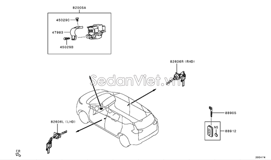 Ổ khóa vô lăng Mitsubishi Xpander 2020-2022