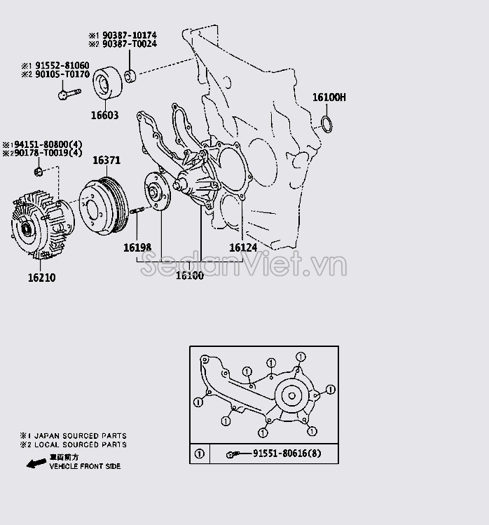 Bi tì dây curoa tổng Toyota Land Cruiser Prado 2013-2015