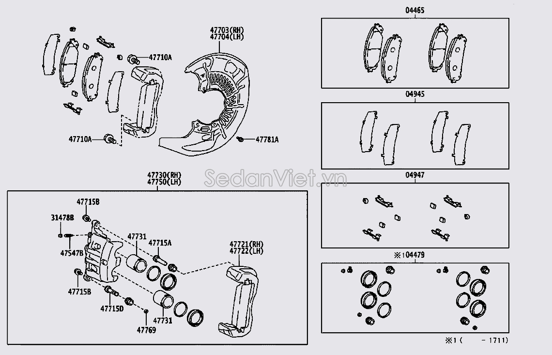 Càng gông phanh trước 477220E030