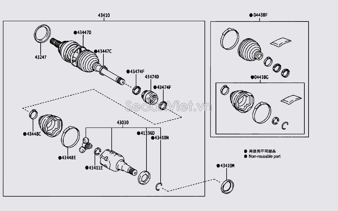 Bộ cao su chụp bụi láp ngoài 044270D561